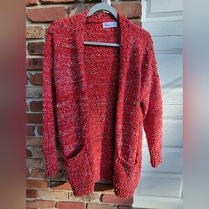 Red confetti cardigan